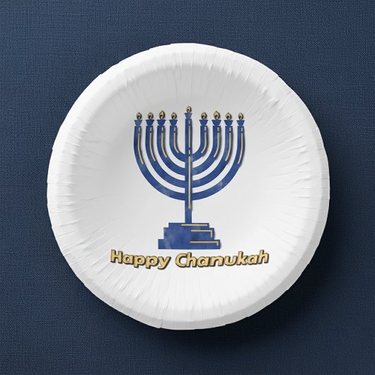 Happy Chanukah Menorah Pappteller