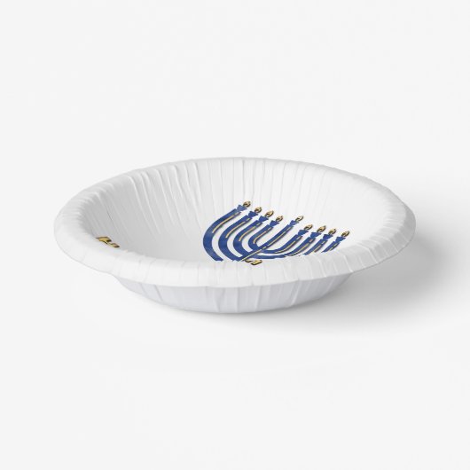 Happy Chanukah Menorah Pappteller (Gewinkelt)