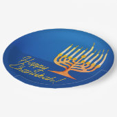 Happy Chanukah! Menorah Pappteller (Schrägansicht)