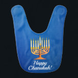 Happy Chanukah! Menorah Personalisiert Babylätzchen<br><div class="desc">Happy Chanukah! Menorah Personalisiertes Baby-Bib Bearbeiten Text personalisieren</div>