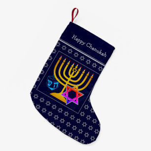 HAPPY CHANUKAH   Menorah Star von David Dreidel Kleiner Weihnachtsstrumpf
