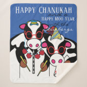 Happy Chanukah Moo Sherpa Blanket/Mittel Sherpadecke (Vorderseite)