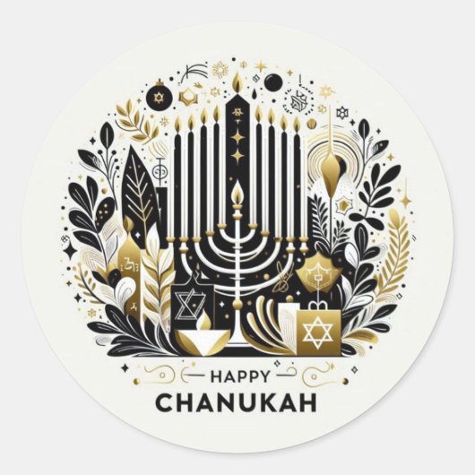 Happy Chanukah Runder Aufkleber (Vorderseite)