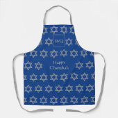 HAPPY CHANUKAH | Star of David | Monogram Blue Schürze (Vorderseite)