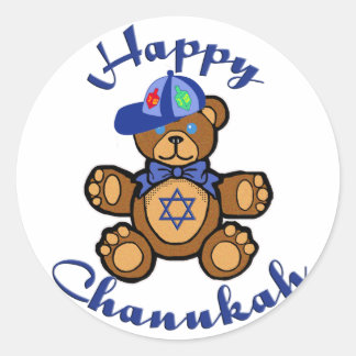 Happy Chanukah Teddy Bear Runder Aufkleber