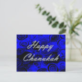 Happy Chanukah Wirbel Postkarte (Stehend Vorderseite)