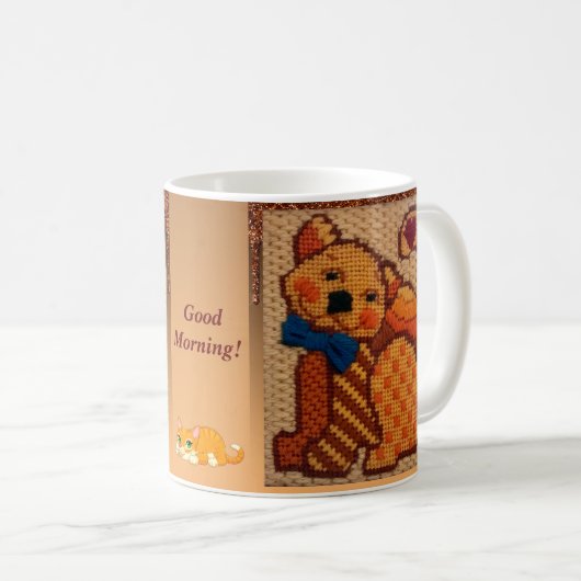 Happy Charming Textured Cat Kaffeetasse (VorderseiteRechts)