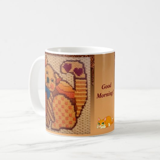 Happy Charming Textured Cat Kaffeetasse (Vorderseite Links)