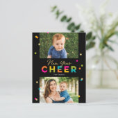 Happy Cheer Colorful Hright New Year Postcard Feiertagspostkarte (Stehend Vorderseite)