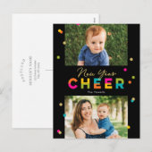 Happy Cheer Colorful Hright New Year Postcard Feiertagspostkarte (Vorne/Hinten)