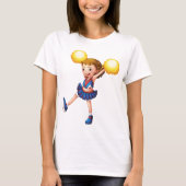 Happy Cheerleader Girl Gold Pom Poms T-Shirt (Vorderseite)