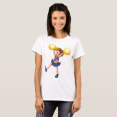 Happy Cheerleader Girl Gold Pom Poms T-Shirt (Vorne ganz)