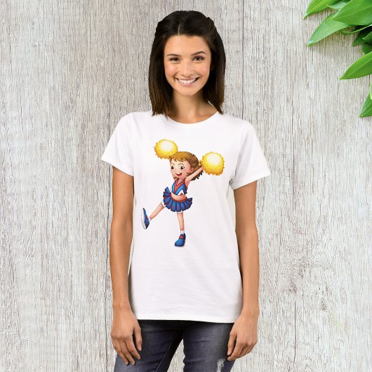 Happy Cheerleader Girl Gold Pom Poms T-Shirt
