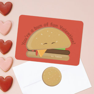 Happy Cheeseburger Kid's Valentine Day Card Dankeskarte