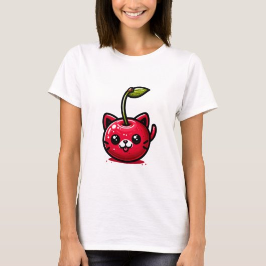 Happy Cherry Cat T - Shirt (Vorderseite)