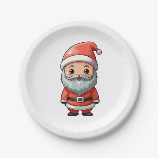 Happy Chibi Santa Claus Character Design Pappteller (Vorderseite)