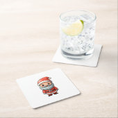 Happy Chibi Santa Claus Character Design Rechteckiger Pappuntersetzer (Vor Ort)