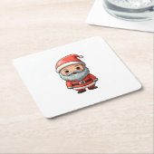 Happy Chibi Santa Claus Character Design Rechteckiger Pappuntersetzer (angewinkelt)