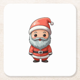 Happy Chibi Santa Claus Character Design Rechteckiger Pappuntersetzer