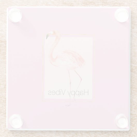 Happy Chic Pink Flamingo Glasuntersetzer (Rückseite)
