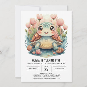 Happy Chic Turtle Girl Geburtstag Einladung