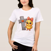 Happy Chick mit Cross Art Tri-Blend Shirt (Vorderseite)