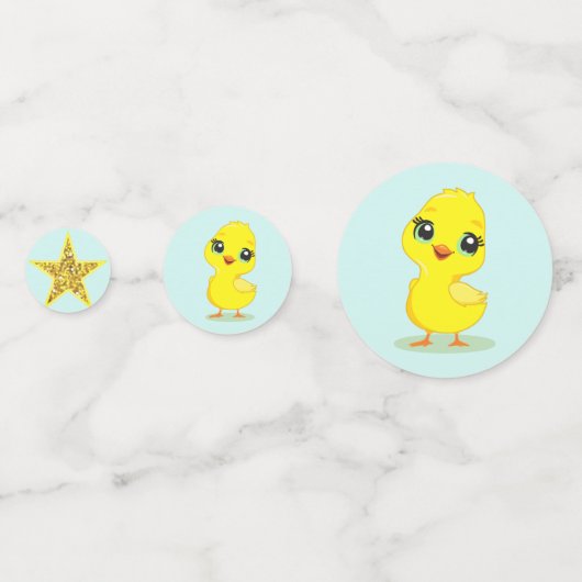 Happy Chick on Light Blue Table Confetti Konfetti (Vorderseiten)