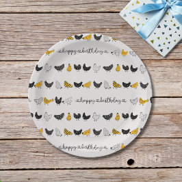 Happy Chicken Country Farm Animal Muster Pappteller