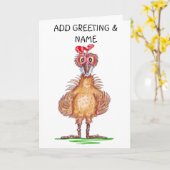 Happy Chicken Karte (Gelbe Blume)