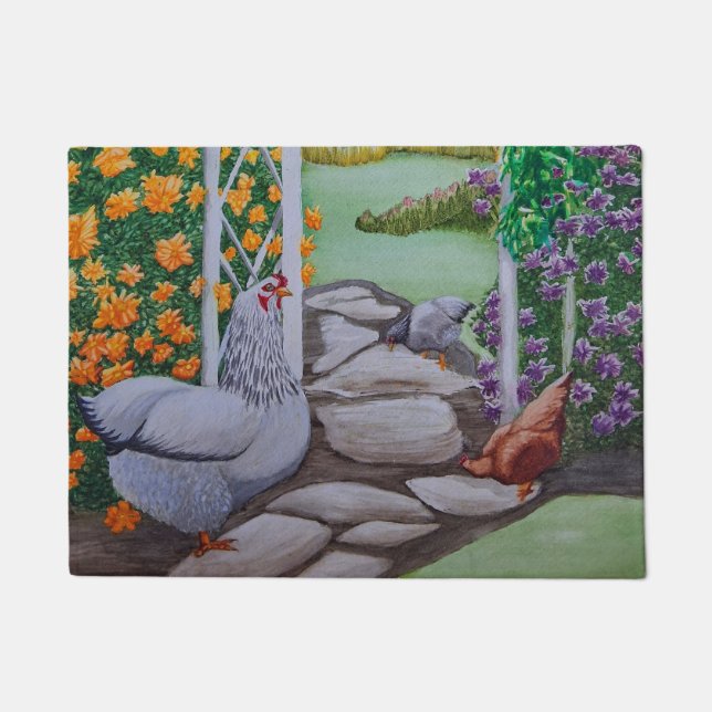 Happy Chicken Park Fußmatte (Vorderseite)