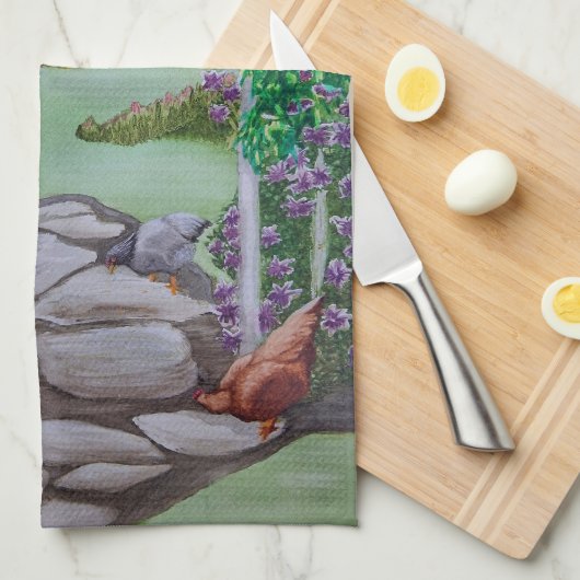 Happy Chicken Park Geschirrtuch (Viertel Falte)