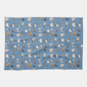Happy Chicken Print auf Denim Blue Geschirrtuch (Horizontal)