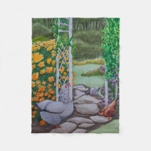 Happy Chickens nach Spaß im Park Fleecedecke