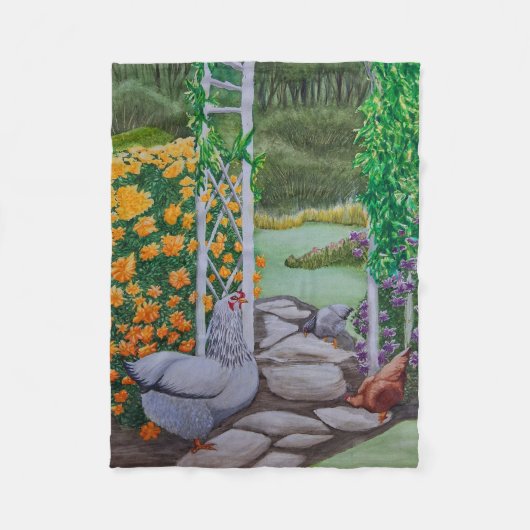 Happy Chickens nach Spaß im Park Fleecedecke (Vorderseite)