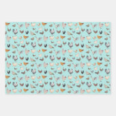 Happy Chickens Wrapping Paper Flat Sheet Set 3 Geschenkpapier Set (Vorderseite 3)