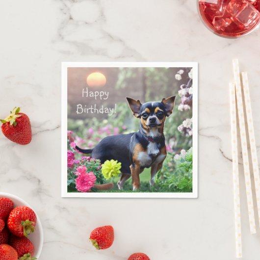 Happy Chihuahua Birthday Paper Napkins Serviette (Beispiel)