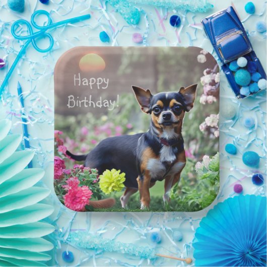 Happy Chihuahua Birthday Pappteller (Party)