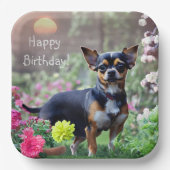 Happy Chihuahua Birthday Pappteller (Vorderseite)
