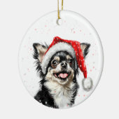 Happy Chihuahua Dog Christmas Personalized Keramik Ornament (Links)