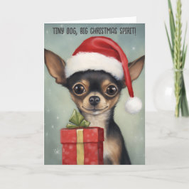 Happy Chihuahua Santa mit Weihnachtskarte Karte