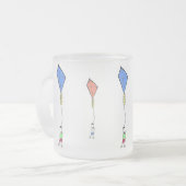 Happy Child Flying a Blue Kite Mattglastasse (Vorderseite Links)