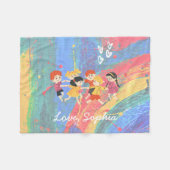 Happy Children and Rainbow Fleece Blanket (Vorderseite (Horizontal))