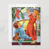 Happy Children in Pajamas zu Weihnachten Strumpfs (Vorne/Hinten)