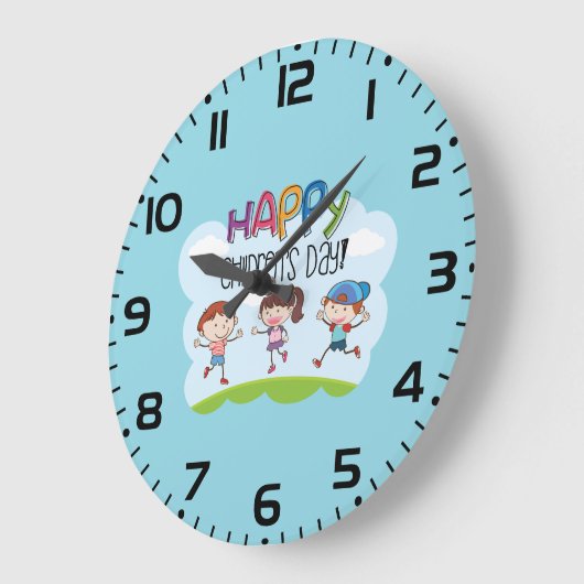Happy Childrens Day Kids Celebration Große Wanduhr (Winkel)