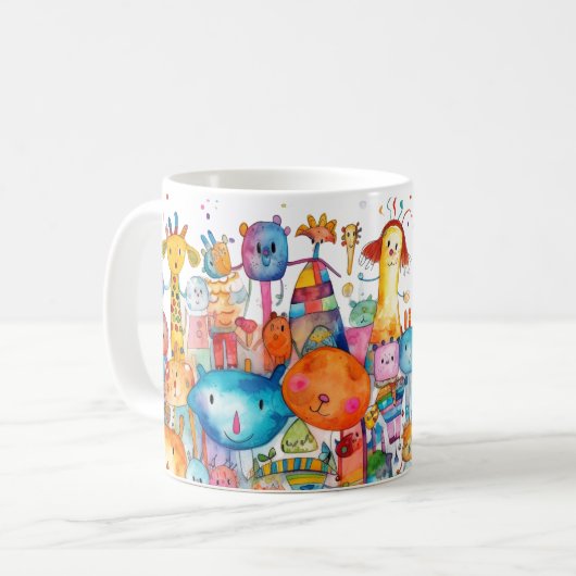 Happy Children's zeichnend Landtiere Kaffeetasse (Vorderseite Links)