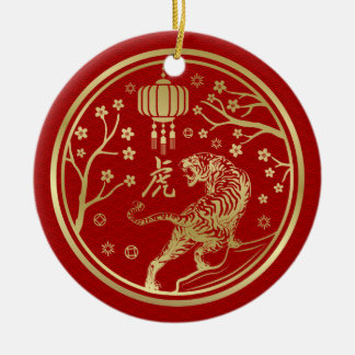 Happy China New Year of the Tiger Keramik Ornament