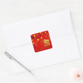 Happy Chinese Dragon New Year 2024 Blossoms SqS Quadratischer Aufkleber (Umschlag)