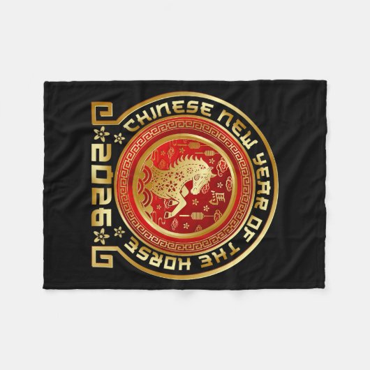 Happy Chinese Lunar New Year 2026 Zodiac Year Of T Fleecedecke (Vorderseite (Horizontal))
