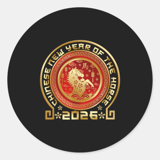 Happy Chinese Lunar New Year 2026 Zodiac Year Of T Runder Aufkleber (Vorderseite)