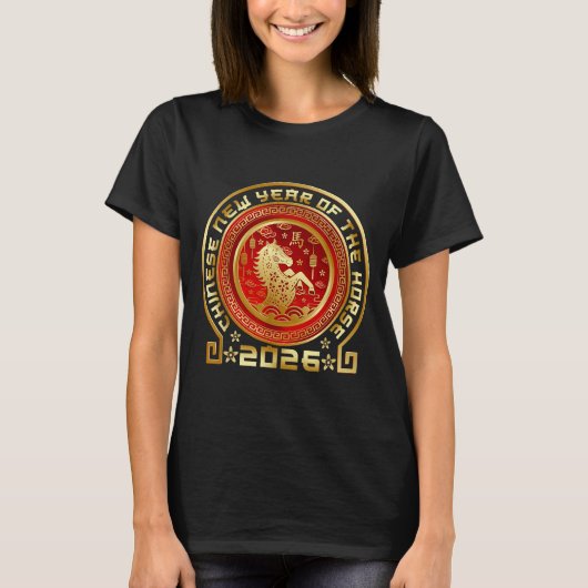 Happy Chinese Lunar New Year 2026 Zodiac Year Of T T-Shirt (Vorderseite)